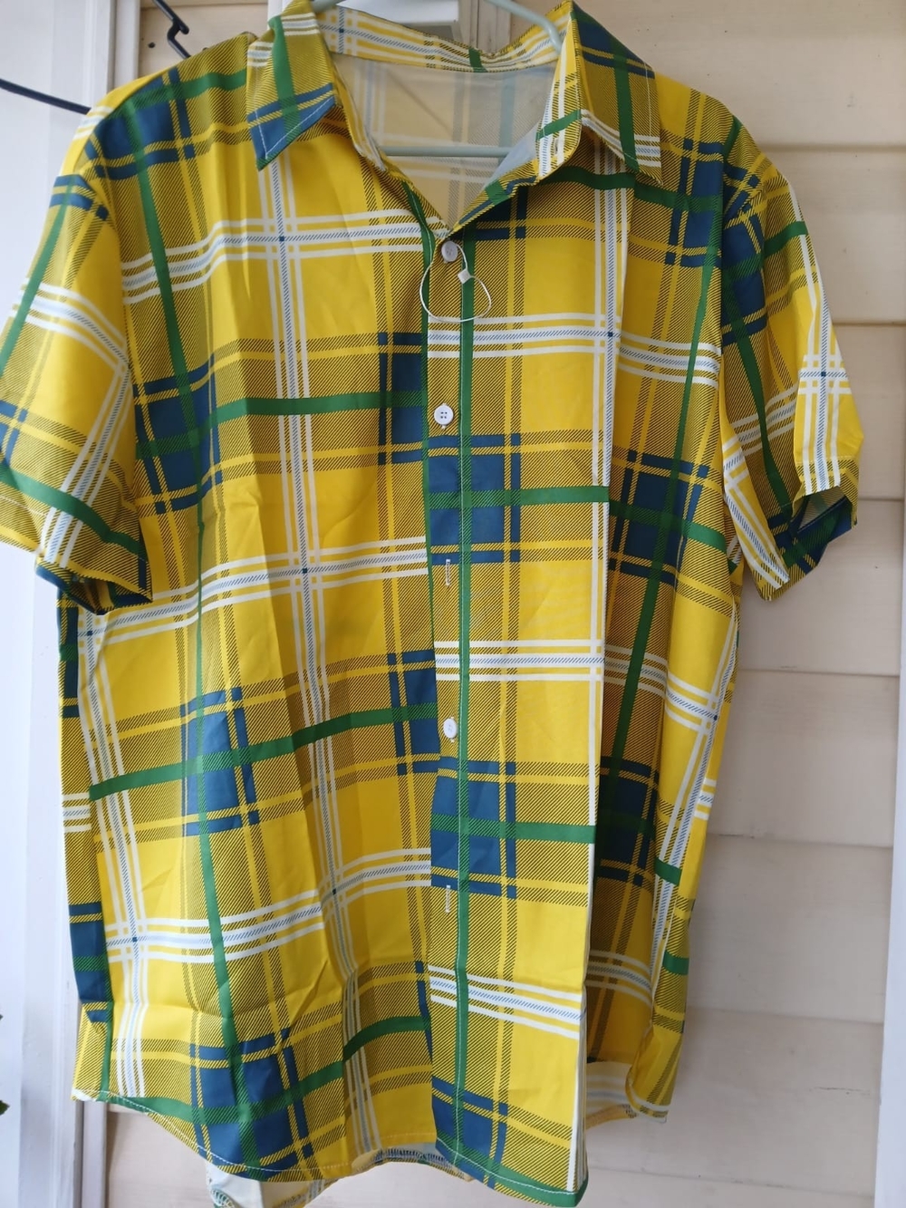 & Other Stories Yellow Plaid Short-Sleeve Button-Down Shirt